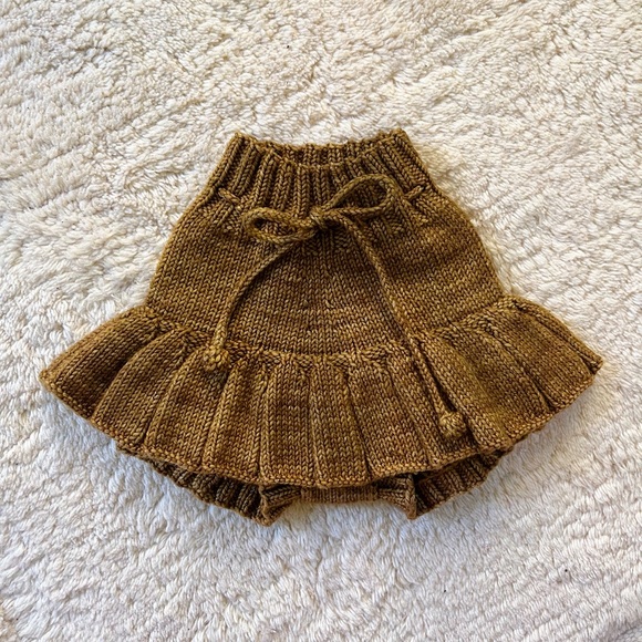 Misha & Puff Bronze Brown Spun Gold Rose Wool Skating Pond Skirt Skort 12-18m - Picture 12 of 12